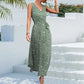 Women's Spring And Summer New Leopard Print V-neck Lace-up Long Dress