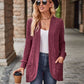Autumn Solid Color Sunken Stripe Brushed Stitching Long Sleeve Cardigan Jacket