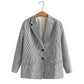 Veste de costume slim décontractée à carreaux rétro pour femme, grande taille