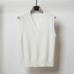 V-neck Sleeveless Sweater Vest Women's Black Top Outerwear Thin Knitwear