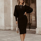 Solid Color Lantern Sleeve Waist One-step Skirt
