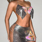 Tube Top Short Skirt Metal Sequins Two-piece Sling
