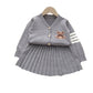 Children's College Popular Cardigan Skirt Two-piece Set Bear
