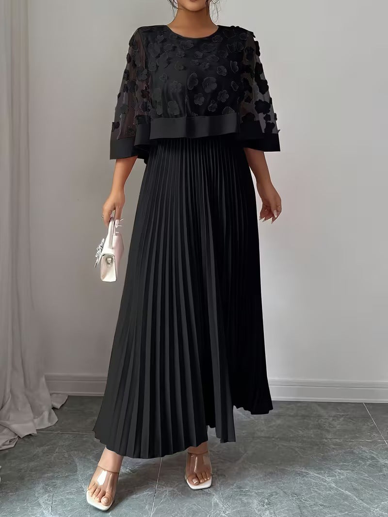 Womens New Elegant & Sophisticated 3D Floral Mesh Patchwork Dress