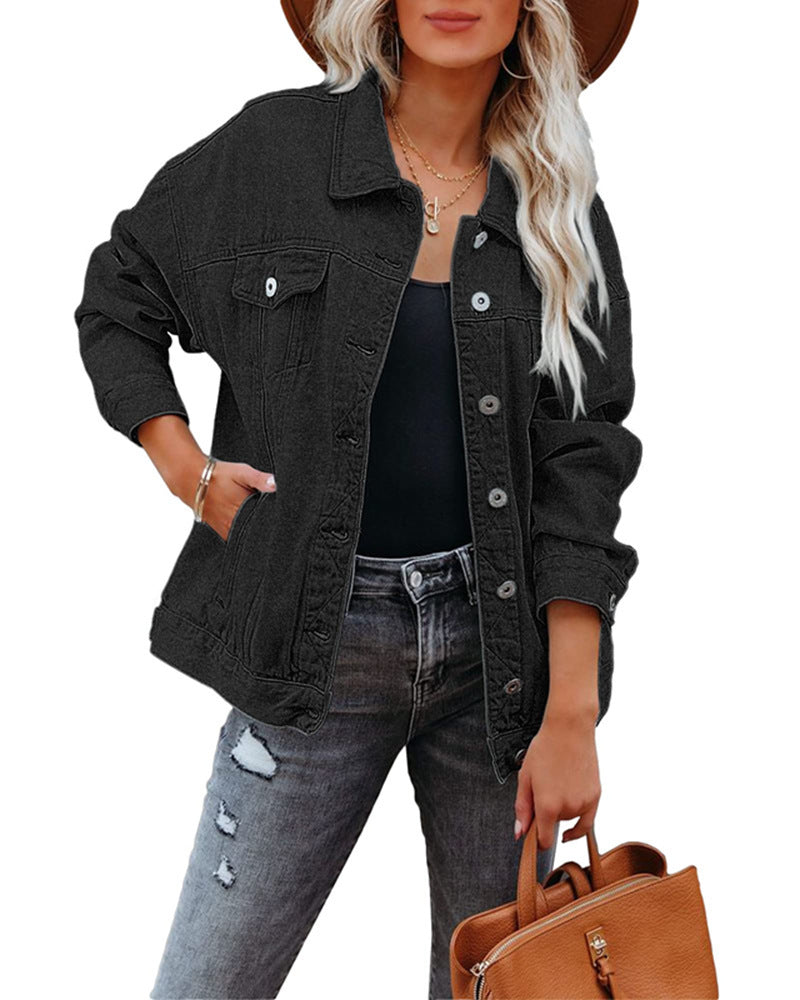 Women's Oversized Short Shawl Denim Jacket