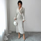 Elegant Solid Color Long-sleeved Sheath Dress For Women