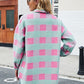 Women's Fashion Single-breasted Lapel Long Sleeve Plaid Shirt