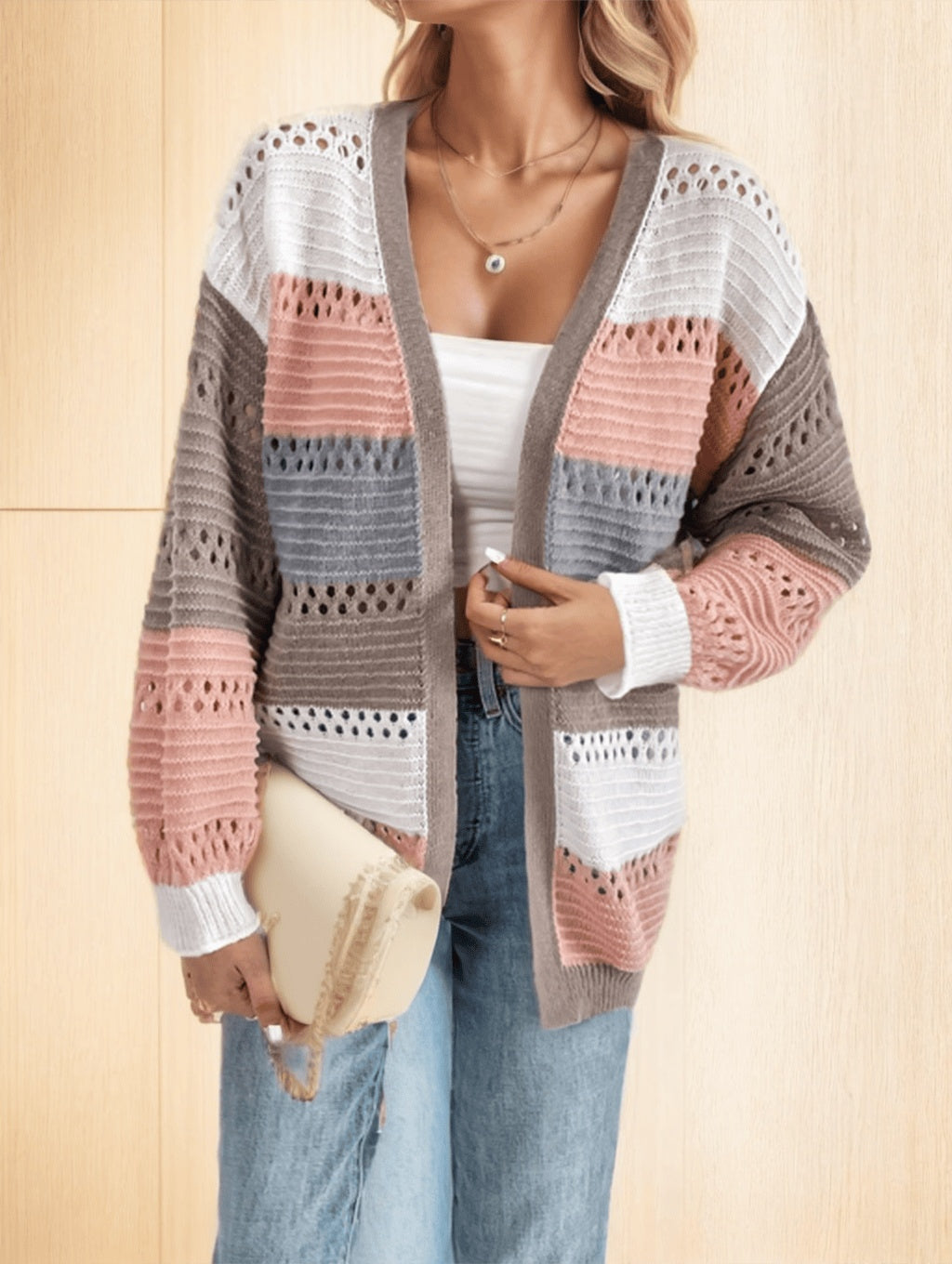 A Multicolored Striped Coat For Ladies