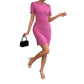 Womens Fashionable Round-Neck Sexy Slim-Fit Sheath Dress