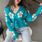 Interesting Flower Knitted Small Cardigan Jacket Preppy Style