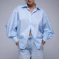 Retro Elegant Bubble Sleeve V-neck Top Shirt Casual Blouse Women