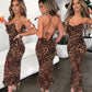 Leopard Print Backless Lace-up MIDI