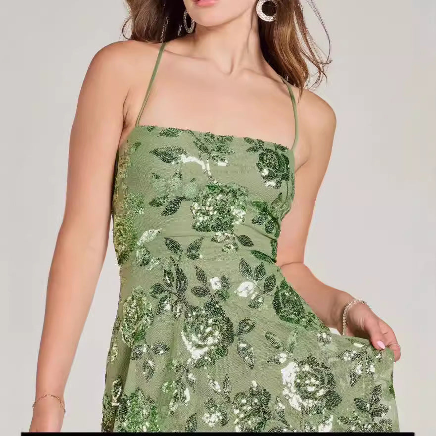 Womens Slim-Fit Fashionable Sequined Sexy Slip Dress