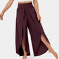 Pantalon de yoga ample fendu, taille haute, élastique, jambes larges, mode femme, vêtements polyvalents
