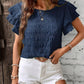 Summer Ruffled Short-sleeved T-shirt Casual Round Neck Pleated Design Top For Women Clothing