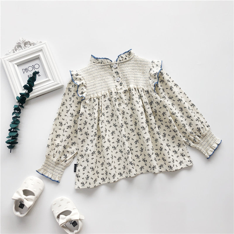 Lace Collar Floral Western Baby Doll Long-sleeved Shirt