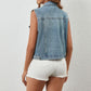 Fashion Casual Loose Rhinestone Cardigan Denim Vest