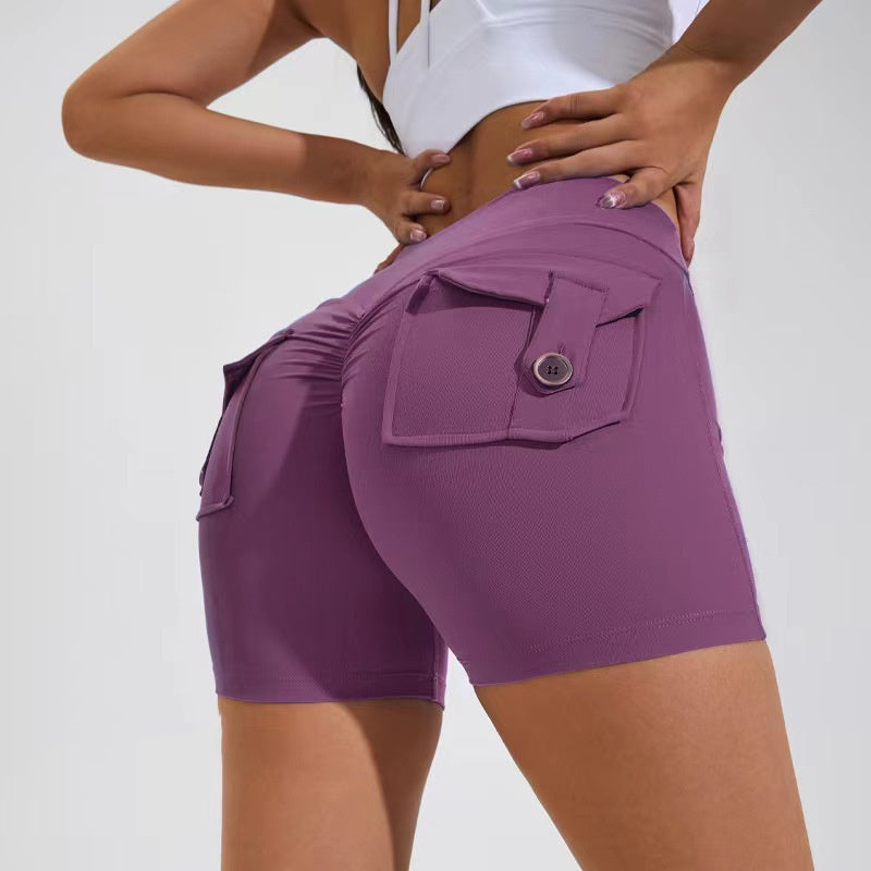 Short taille haute avec poches pour le yoga, le fitness, le sport, l'été