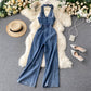 Elegant Neck-hanging Sleeveless Open-back High-waist Slimming Wide-leg Pants