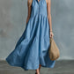 Casual Loose Linen Button-Down Vest Dress