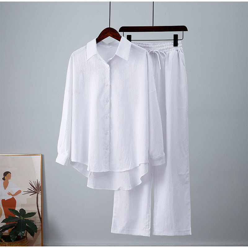 Chemise ample à manches longues et pantalon large, tenue décontractée, nouvelle collection automne et hiver