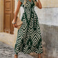 Elegant Style Printed Short Sleeve Dress Lace-up Long Hem