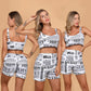 European And American Women's Clothing Newspaper Printing Sports Suit