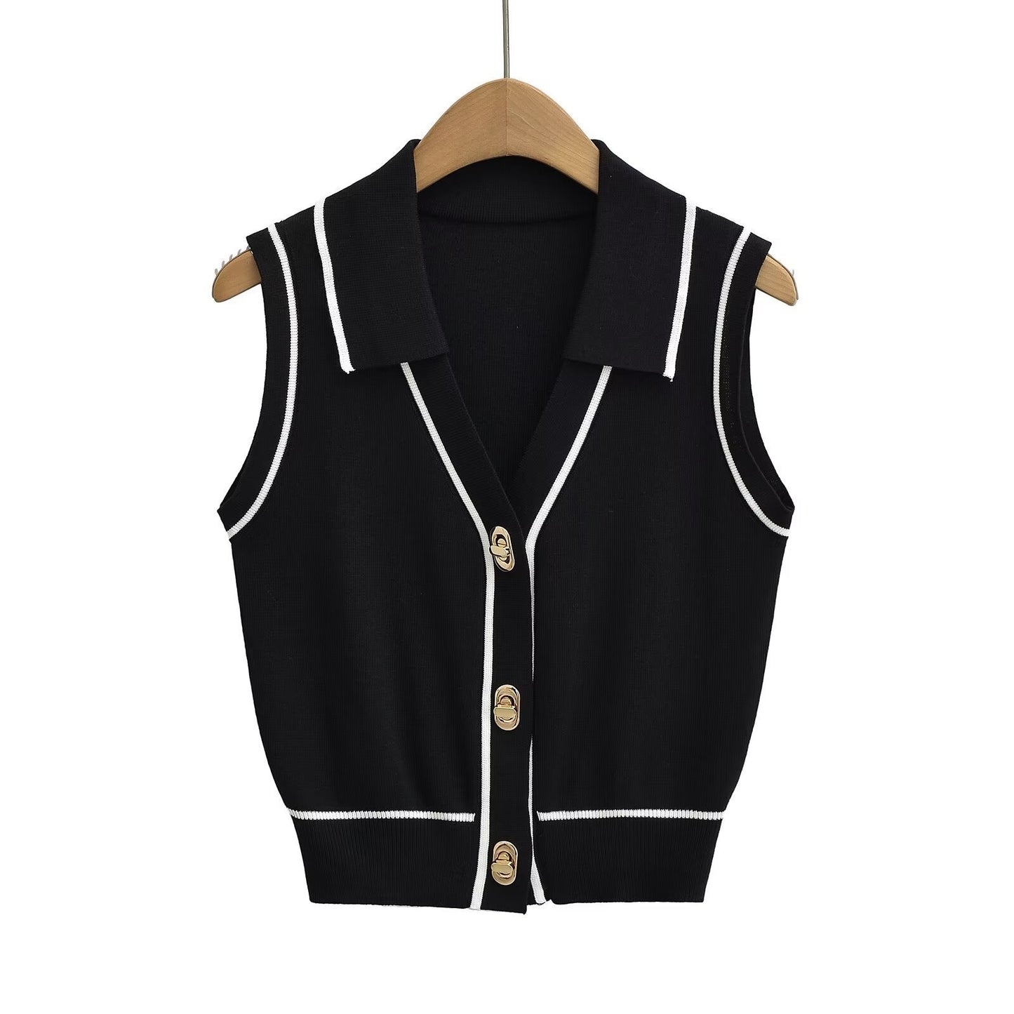 Summer Fashion New Slim Fit Slimming Big Button Sleeveless Knitwear