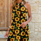 Digital Printing Strapless Round Neck Sling Dress