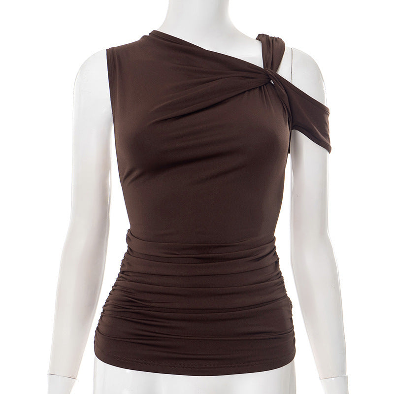Shoulder Irregular Lace-up Vest Top