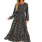 Womens Versatile Round-neck Floral Chiffon Dress