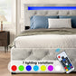 Upholstered Platform Storage Bed Frame With 4 Drawers And LED Light,No Box Spring Needed