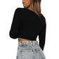 Women's Clothing Cross V-neck Stitching Slim-fit Long-sleeved Bottoming Shirt
