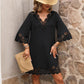 Half Sleeve A- Line Fashion Lace V-neck Dress