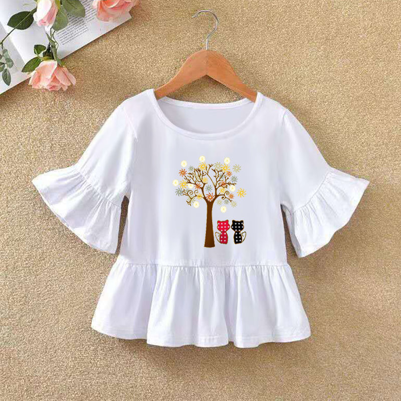 T-shirt à manches volantées pour enfant, bas d'été