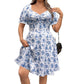 Women's Printed Short-sleeve Knee-length Dress
