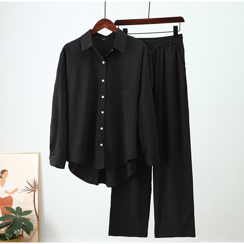 Chemise ample à manches longues et pantalon large, tenue décontractée, nouvelle collection automne et hiver
