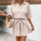 Fashion Belt Short-sleeved Jumpsuit Women's All-matching