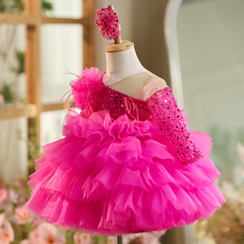 Rose Red Baby Dress For One Year Old