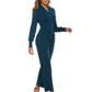 Pure Color Tie Long-Sleeved Trousers Casual Jumpsuit