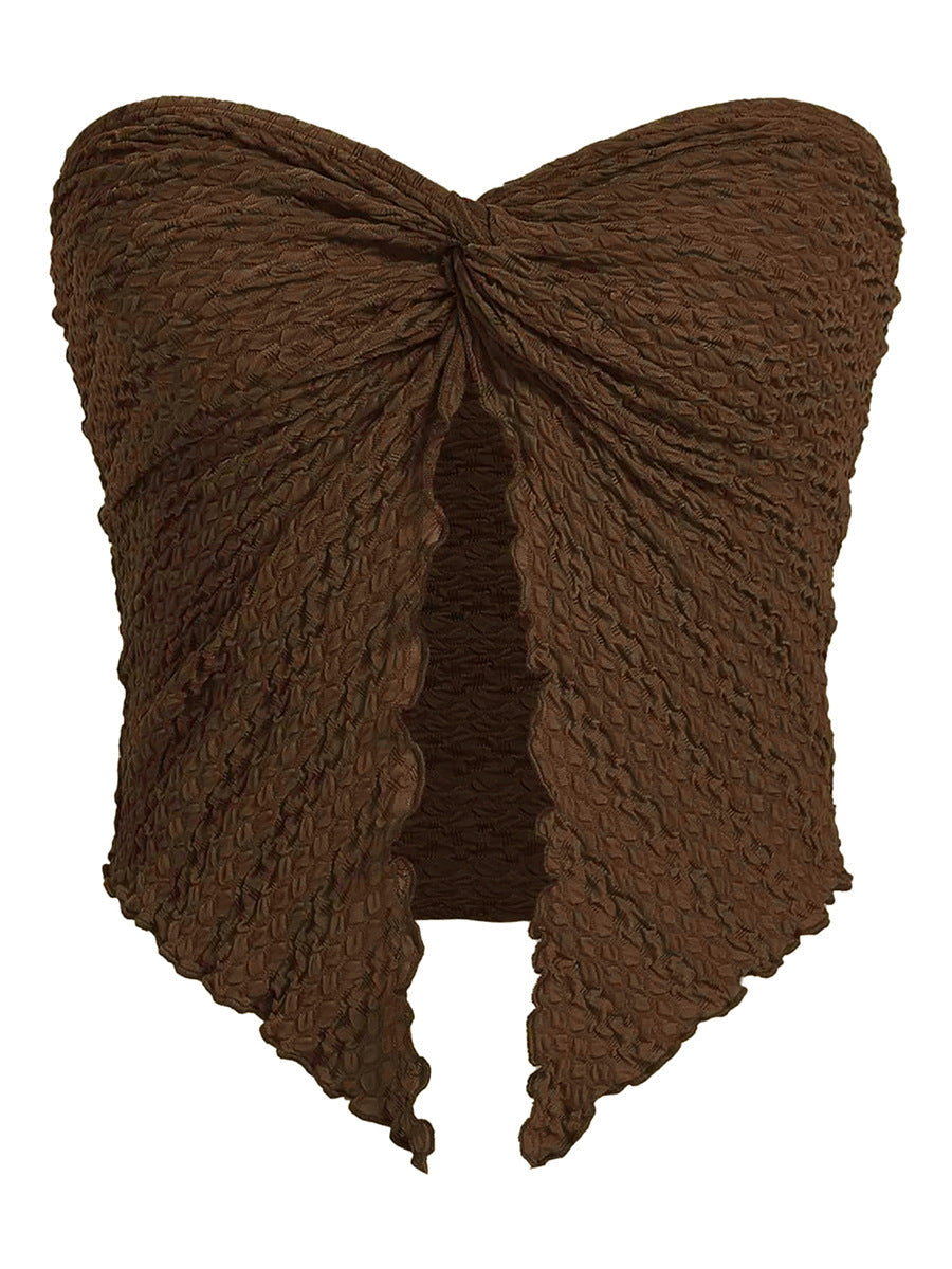 European And American Fashion Pleated Twist Tube Top Backless Top