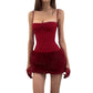Robe fourreau sexy à bretelles spaghetti et enveloppante pour la poitrine, style européen et américain, idéal pour Noël et le Nouvel An