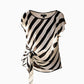Fashion Black And White Striped Top For Women