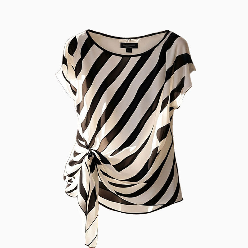 Fashion Black And White Striped Top For Women