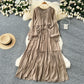 Designer-style Irregular Ruffled Patchwork Dress