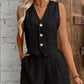 Leisure Commute Front Button Vest And Shorts Suit