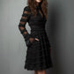 Womens Fashionable Casual Textured Long-Sleeve Dress