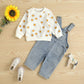 Printed Small Sun Rib Neckline T-shirt Denim Strap