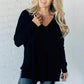 Pull ample à manches longues pour femme, design cousu sur le devant