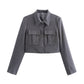 Double Pocket Coat Top Pants Suit Women